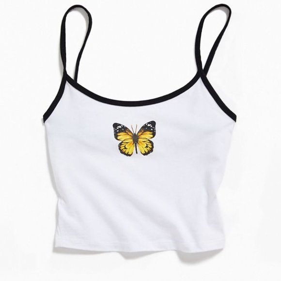 Urban Outfitters | Tops | Urban White Butterfly Tank Top | Poshmark